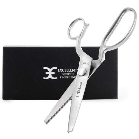 Otto Herder Zackenschere – Manicure Stoffschere mit 5 mm Schnittbreite, 21 cm rostfreier Edelstahl, in Aufbewahrungsbox, ideal zum Schneidern und Basteln