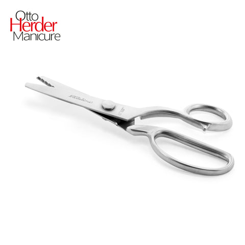 Otto Herder Zackenschere – Manicure Stoffschere mit 5 mm Schnittbreite, 21 cm rostfreier Edelstahl, in Aufbewahrungsbox, ideal zum Schneidern und Basteln