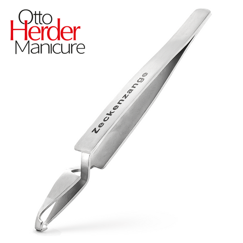 Otto Herder Manicure Zeckenzange 13,5cm, Zeckenpinzette aus Edelstahl für Hunde und Katzen, Kreuzpinzette Zeckenentferner für Menschen