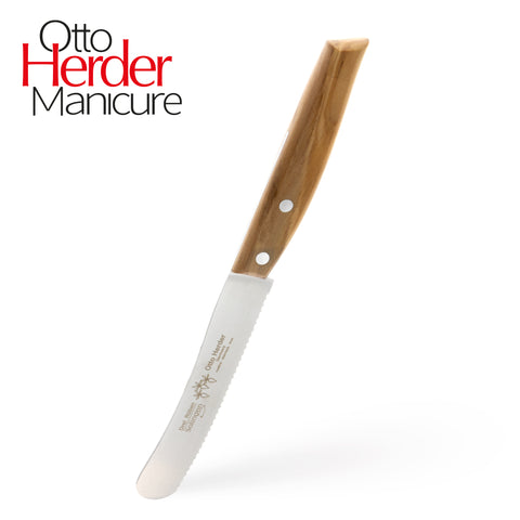 Otto Herder Buckelsmesser Premium – Olivenholzgriff, 22,2 cm, Wellenschliff – Solingen Edelstahl
