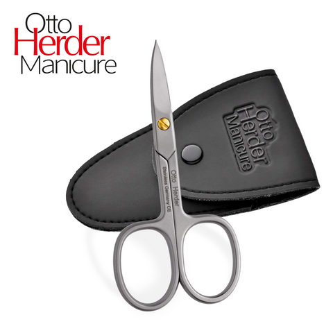 OTTO HERDER® NAGELSCHERE FUSSNÄGEL -Profi Nagelschere rostfrei 9cm Einseitige Mikrozahnung im Etui goldener nachstellbarer Schraube - Fußnagelschere für Fingernägel und Fußnägel