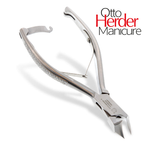 Otto Herder Fußnagelzange – Kopfschneider aus rostfreiem Edelstahl, 14 cm, mit Doppelfeder, ideal für starke Fußnägel, Fußpflege und Pediküre