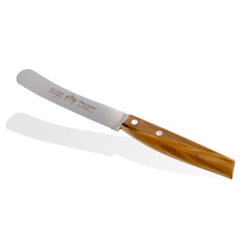 Otto Herder Buckelsmesser Premium – Olivenholzgriff, 22,2 cm, Wellenschliff – Solingen Edelstahl