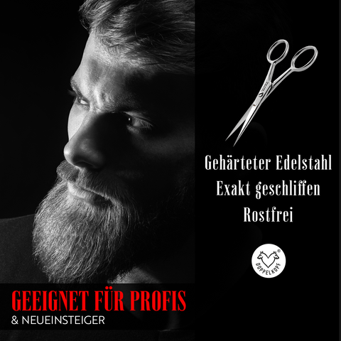 Otto Herder Bartschere – Manicure Schere mit Mikroverzahnung, 11,5 cm rostfreier Edelstahl, Präzision für Bart- und Nasenhaare, Profi-Qualität