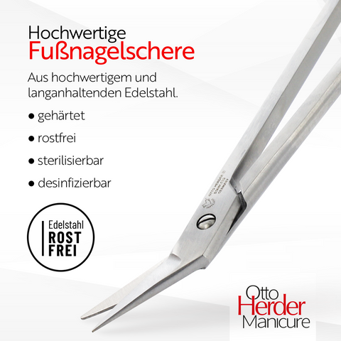 Otto Herder Nagelschere – Extra lange Fußnagelschere mit einseitiger Mikrozahnung, 19 cm rostfreier Edelstahl, ideal für Senioren