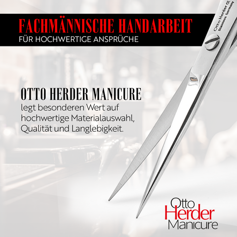Otto Herder Bartschere – Manicure Schere mit Mikroverzahnung, 11,5 cm rostfreier Edelstahl, Präzision für Bart- und Nasenhaare, Profi-Qualität
