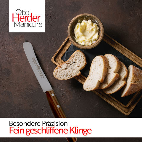 Otto Herder Buckelsmesser – Frühstücksmesser mit breiter Klinge, 22,5 cm rostfreier Edelstahl, Griff aus hochwertigem Nussholz, Made in Germany