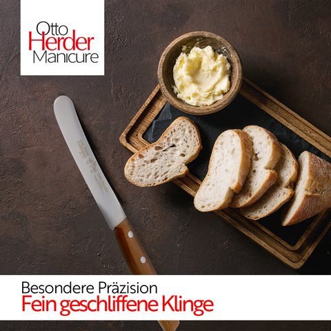 Otto Herder Buckelsmesser – Frühstücksmesser mit breiter Klinge, 22,5 cm rostfreier Edelstahl, Griff aus Pflaumenholz, Made in Germany