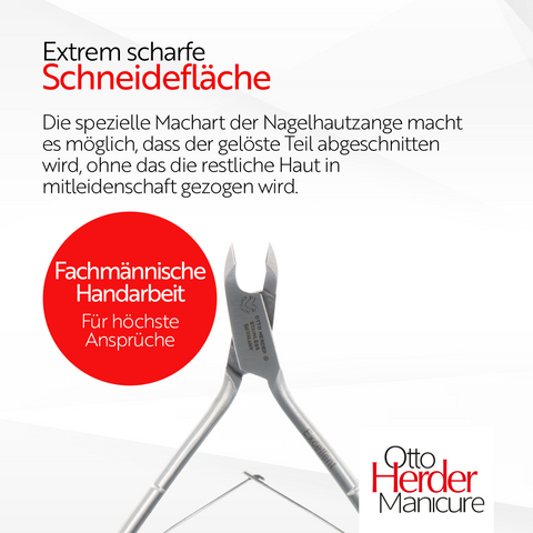 Otto Herder Hautzange – Nagelhautzange zur Bearbeitung überstehender Nagelhaut, 11 cm rostfreier Edelstahl, 5 mm Schneidefläche, für Finger- und Fußnägel