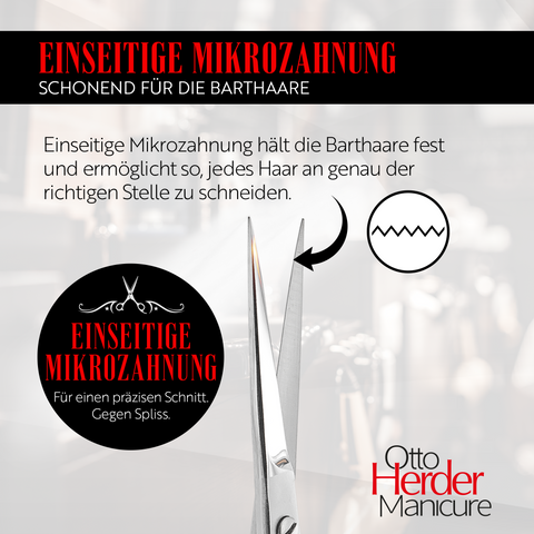 Otto Herder Bartschere – Manicure Schere mit Mikroverzahnung, 11,5 cm rostfreier Edelstahl, Präzision für Bart- und Nasenhaare, Profi-Qualität