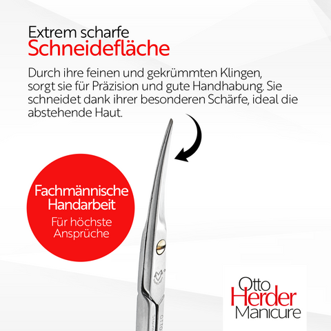 Otto Herder Hautschere – Nagelhautschere aus rostfreiem Edelstahl, 9 cm, mit goldener Schraube, ideal zum präzisen Schneiden abstehender Nagelhaut