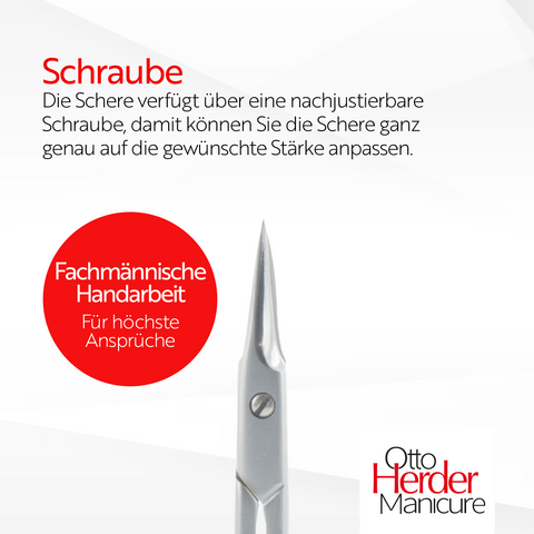 OTTO HERDER Hautschere extra fein 9cm aus Solingen, Extra scharfe Nagelhautschere Turmspitze aus Edelstahl, zur Entfernung abgestorbener Nagelhaut, für Fingernägel und Fußnägel, mit Stopper