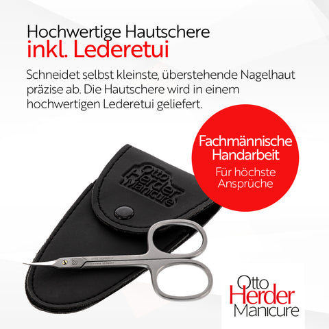 Otto Herder Hautschere – Hochwertige Turmspitzenhautschere aus rostfreiem Edelstahl, 9 cm, mit goldener Schraube, fein und scharf für präzises Entfernen der Nagelhaut