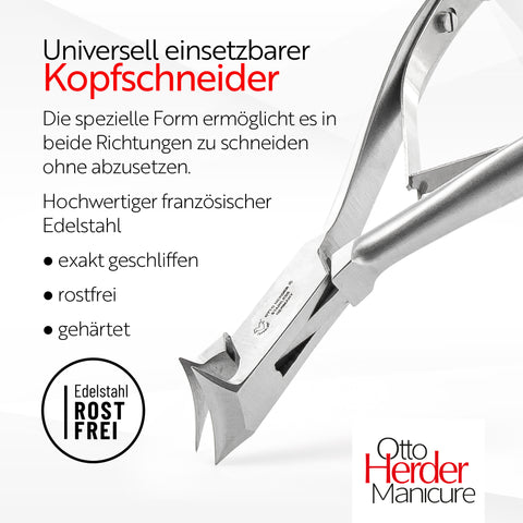 Otto Herder Nagelzange – Kopfschneider für starke Fußnägel, 14 cm rostfreier Edelstahl, 1,8 cm Schnittfläche, ideal für dicke und eingewachsene Zehennägel