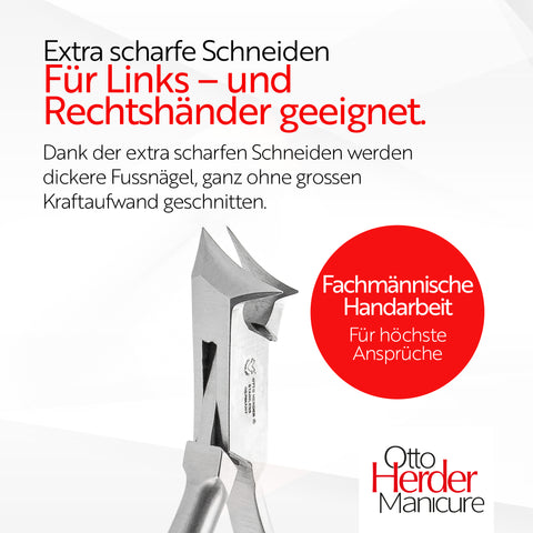 Otto Herder Nagelzange – Kopfschneider für starke Fußnägel, 14 cm rostfreier Edelstahl, 1,8 cm Schnittfläche, ideal für dicke und eingewachsene Zehennägel