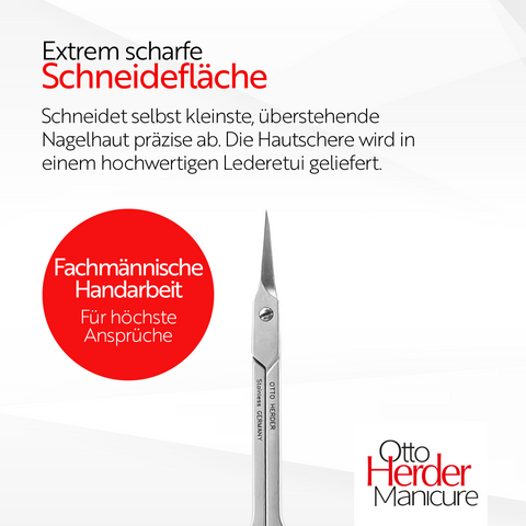 Otto Herder Hautschere – Extra scharfe Nagelhautschere mit nachstellbarer Schraube, Turmspitze, 8,5 cm rostfreier Edelstahl, 1,5 cm feine scharfe Schneide