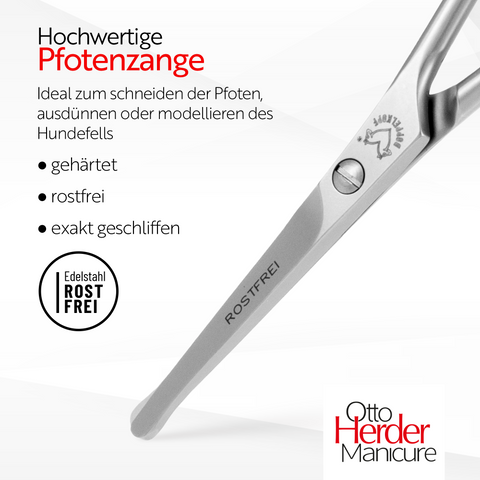 Otto Herder Hundeschere – Pfotenschere aus rostfreiem Edelstahl, 10 cm, mit abgerundeter Spitze