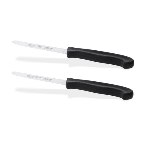 Otto Herder Tafelmesser 2er Set – Solingen, Wellenschliff, 21,5 cm, Klinge 10,5 cm, Schwarz, Rostfrei, Spülmaschinengeeignet