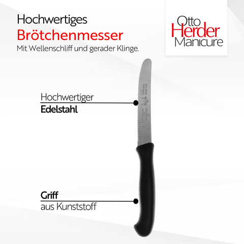 Otto Herder Tafelmesser 2er Set – Solingen, Wellenschliff, 21,5 cm, Klinge 10,5 cm, Schwarz, Rostfrei, Spülmaschinengeeignet
