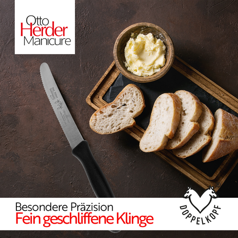 Otto Herder Tafelmesser 2er Set – Solingen, Wellenschliff, 21,5 cm, Klinge 10,5 cm, Schwarz, Rostfrei, Spülmaschinengeeignet