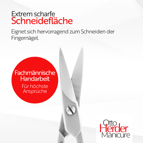 Otto Herder Nagelschere – Gebogene Nagelschere Solingen mit einseitiger Mikrozahnung, 9 cm hochwertiger rostfreier Edelstahl, extra scharf für Finger- und Fußnägel
