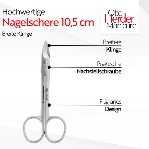 Otto Herder Nagelschere – Extra starke Fußnagelschere für dicke Nägel, gerade Schnittfläche, 10,5 cm hochwertiger rostfreier Edelstahl