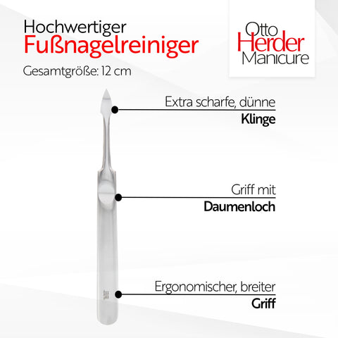 Otto Herder Nagelreiniger – Polierter Nagelreiniger aus rostfreiem Edelstahl, zum Reinigen von Finger- und Fußnägeln