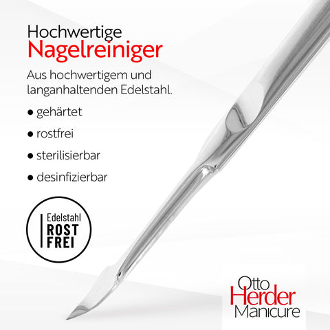 Otto Herder Nagelreiniger – Polierter Nagelreiniger aus rostfreiem Edelstahl, zum Reinigen von Finger- und Fußnägeln
