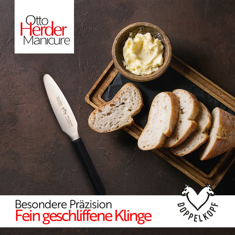 Otto Herder 2in1 Brötchenmesser, 2er Set, Solingen, rostfreier Edelstahl, 21 cm, Glattschliff & Wellenschliff, Ideal zum Schneiden von Brötchen & Butter
