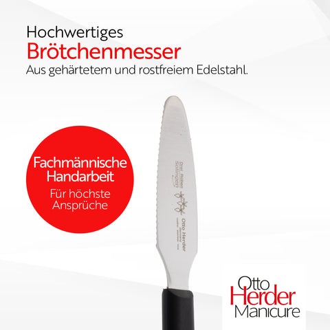 Otto Herder 2in1 Brötchenmesser, 2er Set, Solingen, rostfreier Edelstahl, 21 cm, Glattschliff & Wellenschliff, Ideal zum Schneiden von Brötchen & Butter