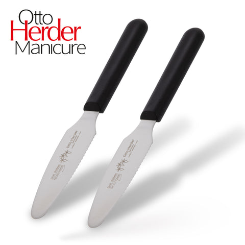 Otto Herder 2in1 Brötchenmesser, 2er Set, Solingen, rostfreier Edelstahl, 21 cm, Glattschliff & Wellenschliff, Ideal zum Schneiden von Brötchen & Butter