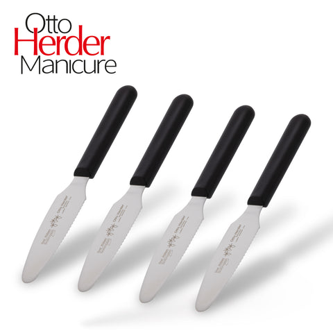 Otto Herder 2in1 Brötchenmesser, 4er Set aus Solingen, rostfreier Edelstahl, 21 cm, Glattschliff & Wellenschliff, Ideal zum Schneiden von Brötchen & Butter (Kopie)