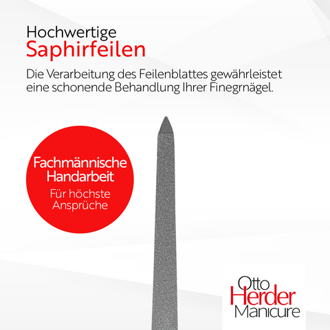Otto Herder manicure Nagelfeile - 4 Stück Saphirfeile Solingen 3.5"/5"/6"/7" mit schwarzem Griff grob und feines Blatt