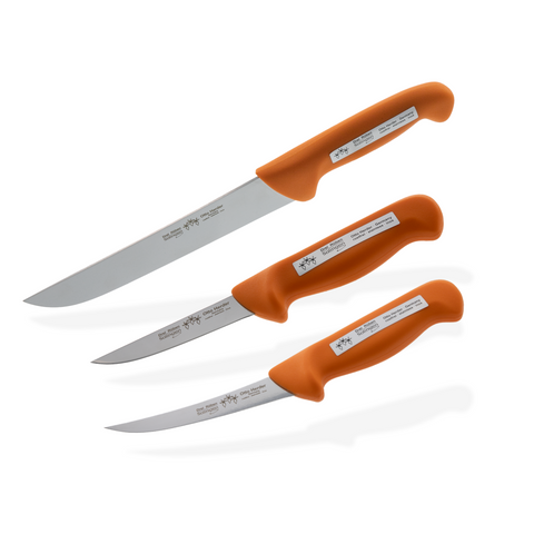 Otto Herder Manicure Profi-Set Fleischverarbeitung, Messerset aus Block- Stech- und Ausbeinmessern, Klingen aus rostfreiem Stahl, Metzgermesser aus Solingen