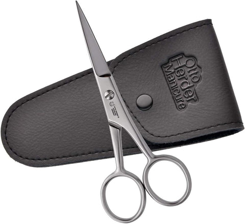 OTTO HERDER Bartschere für Männer – 11,5 cm Premium Bartschneider mit Lederetui