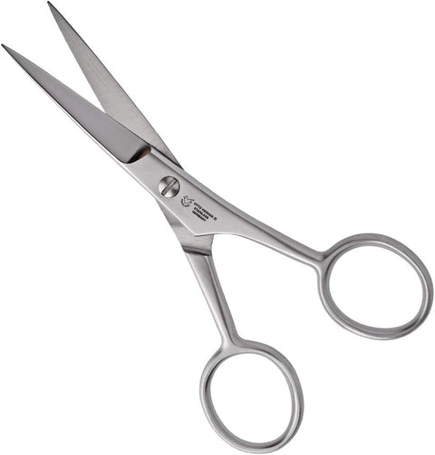 OTTO HERDER Bartschere für Männer – 11,5 cm Premium Profi-Bartschneider aus rostfreiem Edelstahl mit Lederetui