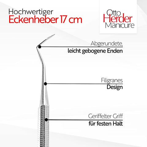 Otto Herder Eckenheber – Fußpflege-Doppelinstrument aus Edelstahl, 17 cm