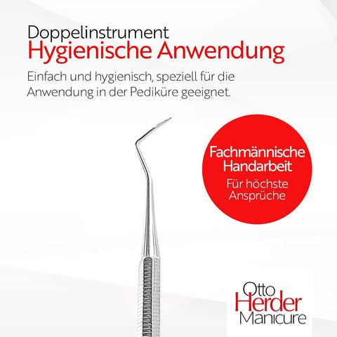 Otto Herder Eckenheber – Fußpflege-Doppelinstrument aus Edelstahl, 17 cm