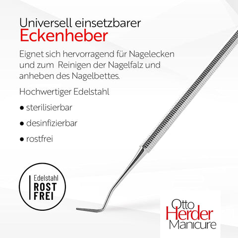 Otto Herder Eckenheber – Fußpflege-Doppelinstrument aus Edelstahl, 17 cm