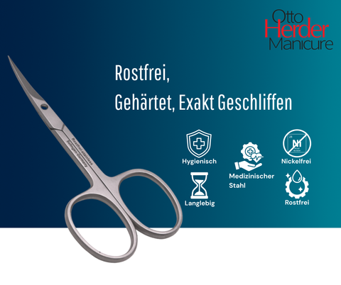 Otto Herder Nagelhautschere aus Solingen – 9 cm extra scharfe Hautschere aus rostfreiem Edelstahl für präzise Maniküre