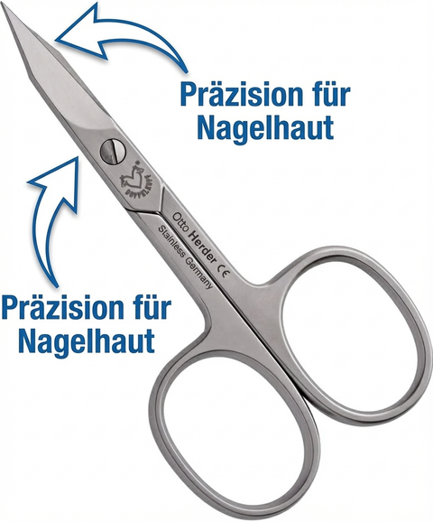 Otto Herder –EXTRA SCHARFE Nagelschere mit Turmspitze – Präzise Edelstahl-Nagelschere für Finger- & Fußnägel  Breite Schneideblätter, Ideal für Nagelhaut & harte Nägel