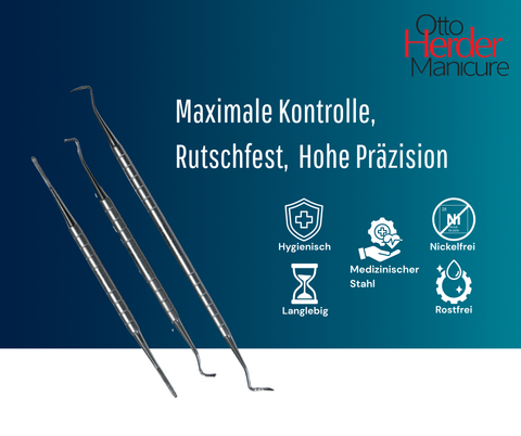 Otto Herder Fußpflege Set –Eckenheber Set aus Edelstahl – Präzise Hilfe bei eingewachsenen Nägeln & gründlicher Nagelpflege