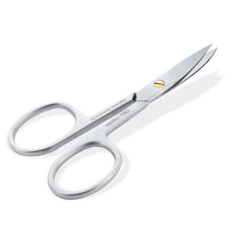 Otto Herder Nagelschere – Profi-Nagelschere mit einseitiger Mikrozahnung und goldener nachstellbarer Schraube, 9 cm rostfreier Edelstahl, für Finger- und Fußnägel