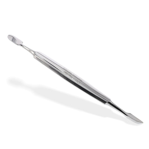 OTTO HERDER NAGELHAUTSCHIEBER NAGELMESSER DOPPELINSTRUMENT - Nagelpflege Doppelinstrument Pusher 12cm rostfrei Matt - 2 in 1 Schieber und Nagelhautmesser zum entfernen abstehender Nagelhaut