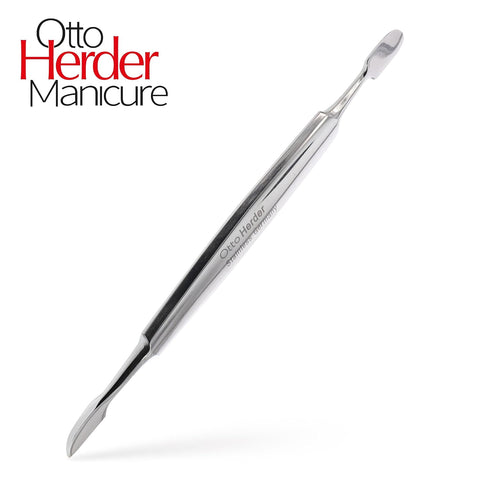 OTTO HERDER NAGELHAUTSCHIEBER NAGELMESSER DOPPELINSTRUMENT - Nagelpflege Doppelinstrument Pusher 12cm rostfrei Matt - 2 in 1 Schieber und Nagelhautmesser zum entfernen abstehender Nagelhaut