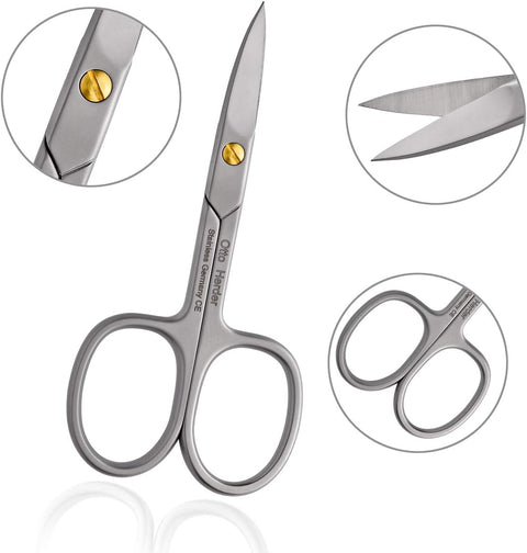 Otto Herder Nagelschere – Profi-Nagelschere mit einseitiger Mikrozahnung und goldener nachstellbarer Schraube, 9 cm rostfreier Edelstahl, für Finger- und Fußnägel