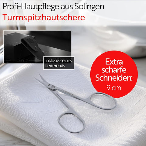 Otto Herder Nagelhautschere Turmspitz 9cm, Extra scharfe Hautschere aus rostfreiem Edelstahl zum Entfernen von Nagelhaut und Hautresten