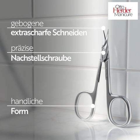 Otto Herder Nagelhautschere Turmspitz 9cm, Extra scharfe Hautschere aus rostfreiem Edelstahl zum Entfernen von Nagelhaut und Hautresten