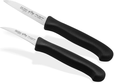 Hochwertiges Otto Herder Schälmesser Set aus Solingen. Extra dicke schwarze Griffe für perfekten Halt. Rostfrei, scharf, Made in Germany