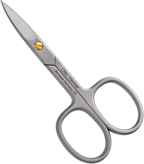 Otto Herder Nagelschere – Profi-Nagelschere mit einseitiger Mikrozahnung und goldener nachstellbarer Schraube, 9 cm rostfreier Edelstahl, für Finger- und Fußnägel